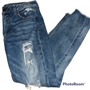 American Eagle Tomgirl Distressed Skinny Button Fly Jeans 6 EUC